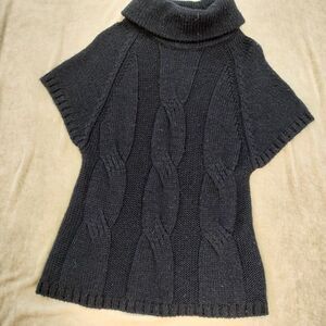 Mercer and Madison Dark Blue Short Sleeve Turtle Neck Cable Sweater SZ Small